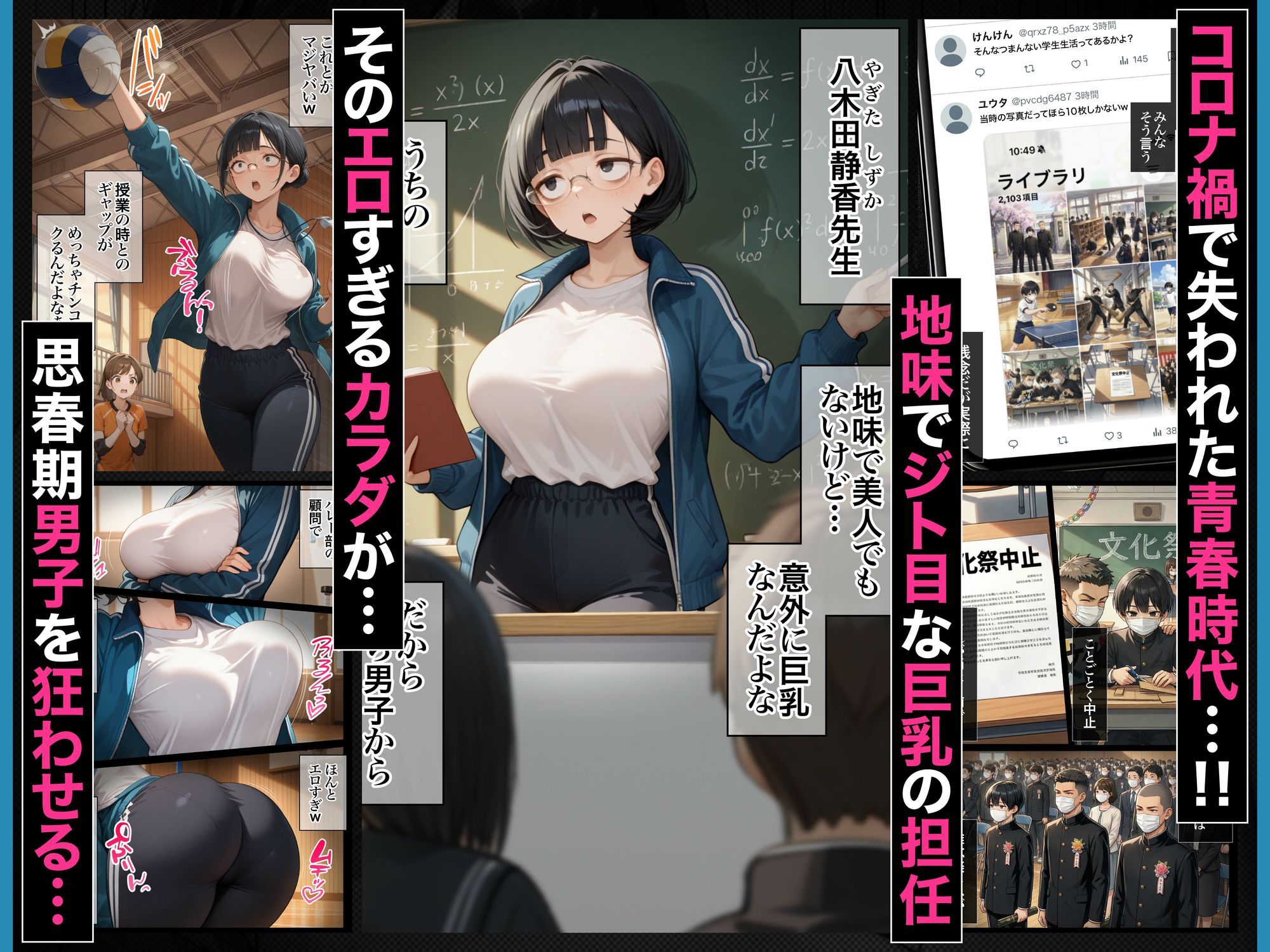 ジト目で地味な巨乳の担任を孕ませたい 担当科目:数学 バレー部顧問 独身 愛称:シズちゃん・ヤギT（30歳）のサンプル画像4