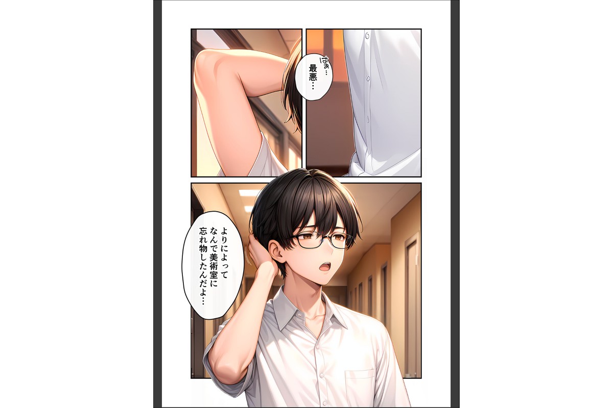 陰キャの僕、透視の力を手に入れる。第十七話 〜小動物系美術部員の白濁に塗れるキャンバス〜 モザイク版のサンプル画像2