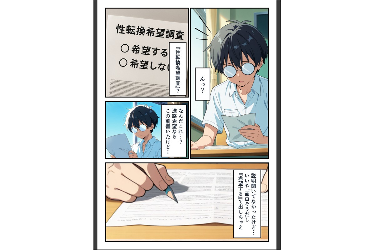 性転換希望調査に僕だけ希望するで出した結果、本当に女の子になってしまった話のサンプル画像2
