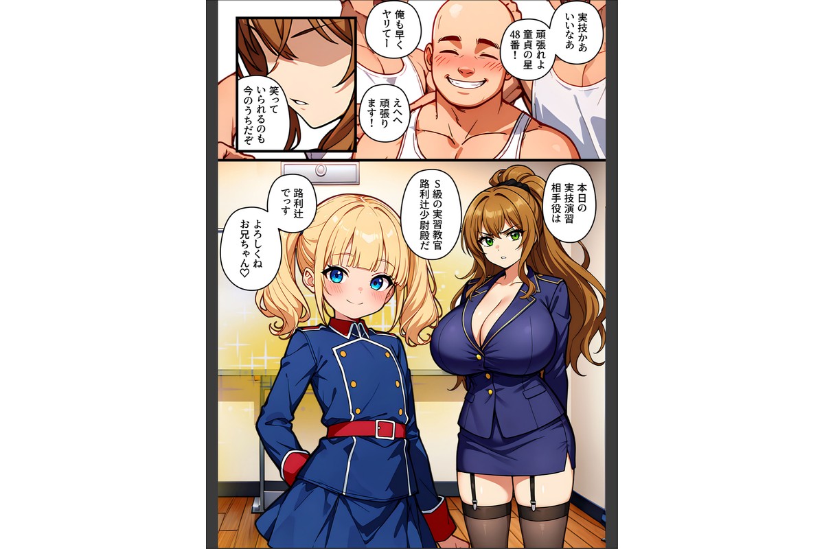 デカチン成上り伝説〜巨乳と〇リの教官たちが俺のデカチンポを奪い合い生ハメセックスする話【棒消し修正版】のサンプル画像15